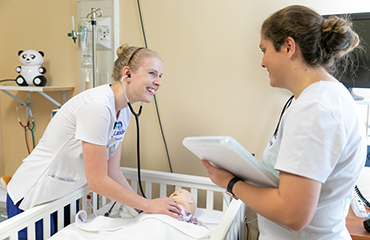 students in nursing lab