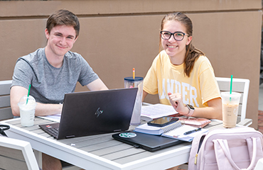 students in the plaza