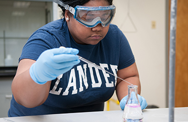 student in chemistry lab