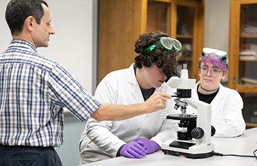 students in forensics lab