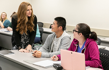 English professor with students