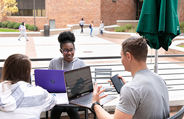 students studying on plaza