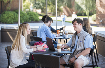 students studying on plaza